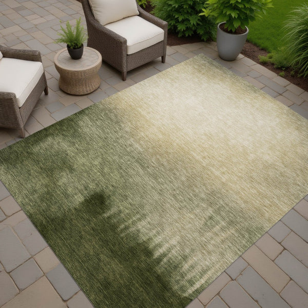 HomeRoots 5' Stylish Abstract Washable Area Rug in Olive Green, Beige & Wheat - Perfect for Indoor & Outdoor Use 691345