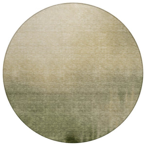 HomeRoots 8' Round Abstract Area Rug in Olive Green, Beige & Wheat – Washable & Durable for Indoor/Outdoor Use 691346