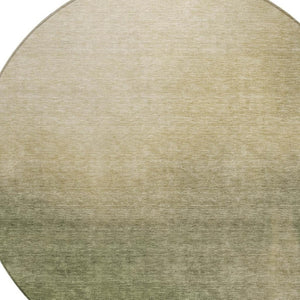 HomeRoots 8' Round Abstract Area Rug in Olive Green, Beige & Wheat – Washable & Durable for Indoor/Outdoor Use 691346