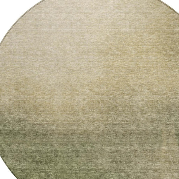 HomeRoots 8' Round Abstract Area Rug in Olive Green, Beige & Wheat – Washable & Durable for Indoor/Outdoor Use 691346