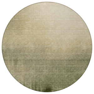 HomeRoots 8' Round Abstract Area Rug in Olive Green, Beige & Wheat – Washable & Durable for Indoor/Outdoor Use 691346