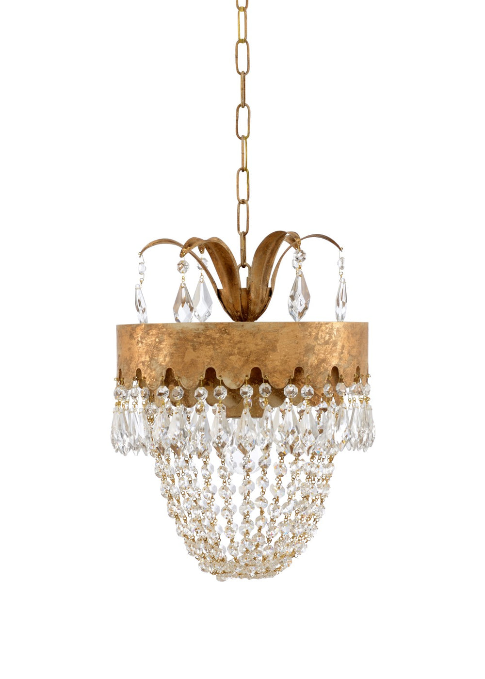 Chelsea House Barton Venetian Gold Pendant With Clear Crystal Accents — Italian-Made Elegant Lighting For Dining/Entryway 69135