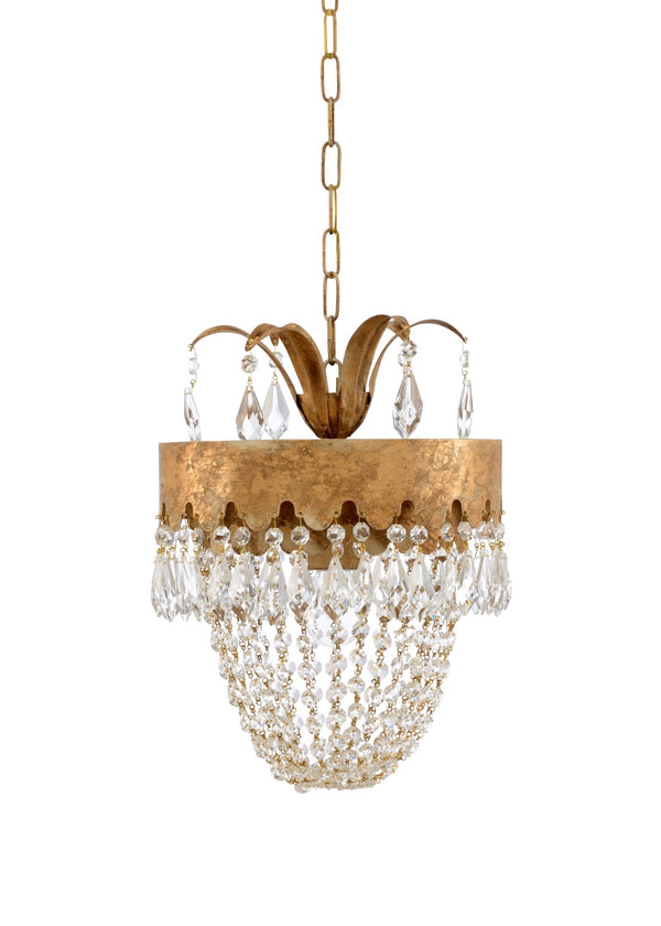 Chelsea House Barton Venetian Gold Pendant With Clear Crystal Accents — Italian-Made Elegant Lighting For Dining/Entryway 69135
