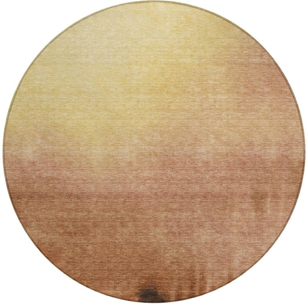 HomeRoots 8' Stylish Rust Orange and Wheat Round Abstract Rug – Washable, Durable, Indoor/Outdoor Versatile Design 691352