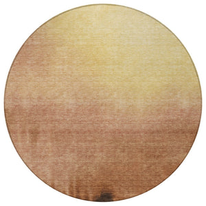 HomeRoots 8' Stylish Rust Orange and Wheat Round Abstract Rug – Washable, Durable, Indoor/Outdoor Versatile Design 691352