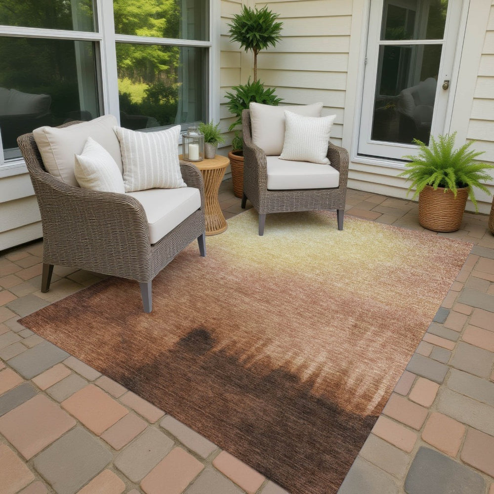 HomeRoots 9' X 12' Rust Orange & Wheat Abstract Area Rug – Durable, Washable, Stylish for Indoor & Outdoor Use! 691354