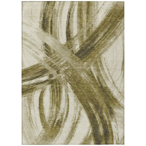 HomeRoots 10' Khaki Beige and Brown Abstract Area Rug - Washable, Stain Resistant, Perfect for Indoor/Outdoor Use! 691361