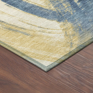 HomeRoots 9' X 12' Navy Blue Abstract Area Rug - Stylish, Durable, Washable for Indoor & Outdoor Spaces! 691366
