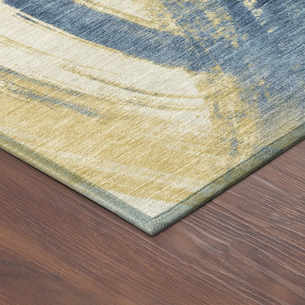 HomeRoots 9' X 12' Navy Blue Abstract Area Rug - Stylish, Durable, Washable for Indoor & Outdoor Spaces! 691366