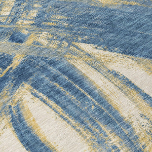 HomeRoots 9' X 12' Navy Blue Abstract Area Rug - Stylish, Durable, Washable for Indoor & Outdoor Spaces! 691366