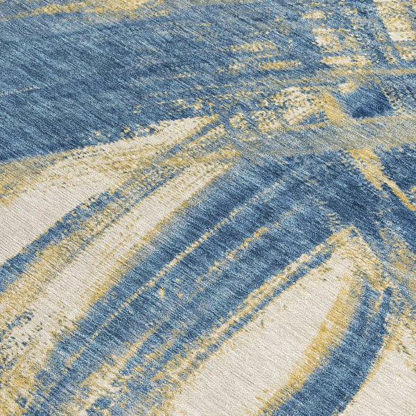 HomeRoots 10' Navy Blue Abstract Washable Area Rug – Stylish, Durable Indoor/Outdoor Design for All Spaces 691367