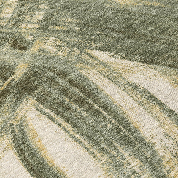 HomeRoots 5' X 8' Olive Green Gold Beige Abstract Rug – Durable, Washable Design for Indoor & Outdoor Style 691369