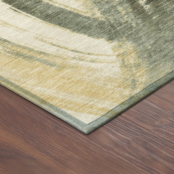 HomeRoots 9' Olive Green Abstract Area Rug – Modern Washable Design for Indoor & Outdoor High Traffic Spaces 691372