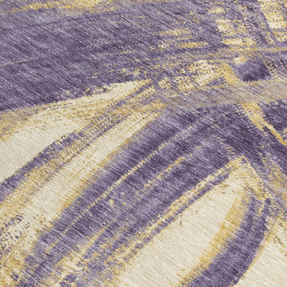 HomeRoots 5' X 8' Washable Abstract Rug in Plum, Gold & Beige - Stylish Indoor/Outdoor Comfort for Any Space 691375