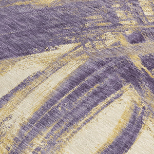 HomeRoots 5' X 8' Washable Abstract Rug in Plum, Gold & Beige - Stylish Indoor/Outdoor Comfort for Any Space 691375