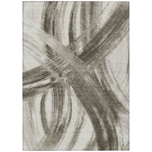 HomeRoots 5' X 8' Taupe and Ivory Abstract Area Rug - Washable, Stain-Resistant for Indoor & Outdoor Use 691381