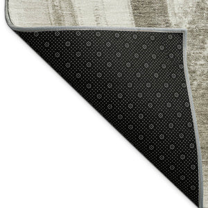 HomeRoots 8' Taupe and Ivory Round Abstract Rug - Washable, Durable Design for Indoor & Outdoor Spaces! 691382