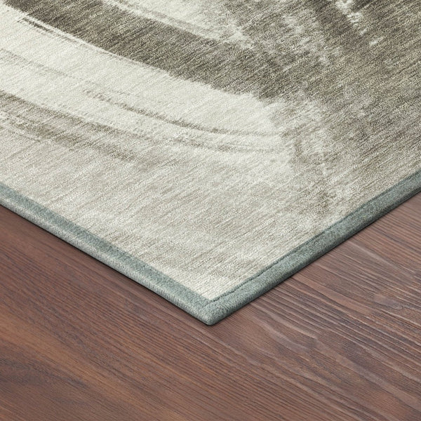 HomeRoots 8' Taupe and Ivory Round Abstract Rug - Washable, Durable Design for Indoor & Outdoor Spaces! 691382