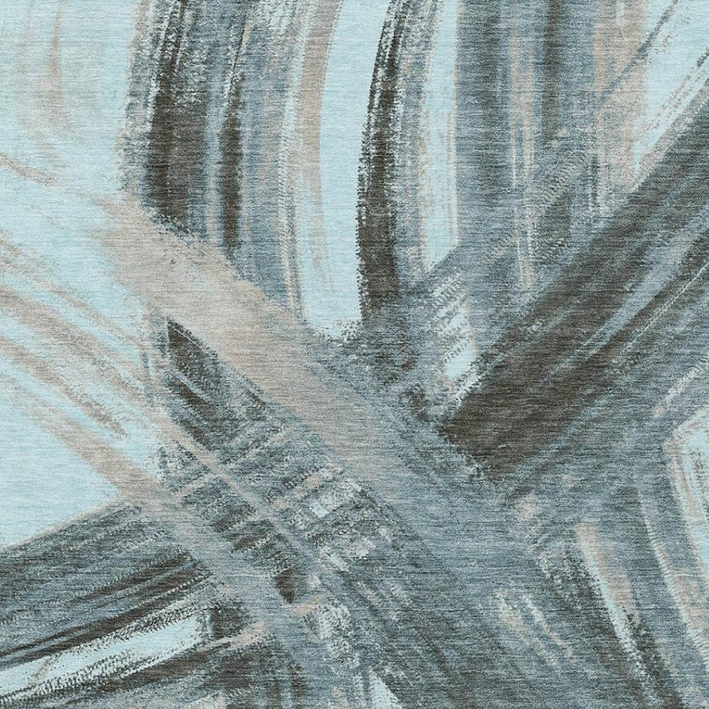 HomeRoots 8' X 10' Vibrant Teal Blue Abstract Area Rug - Durable, Washable for Indoor & Outdoor Spaces! 691389