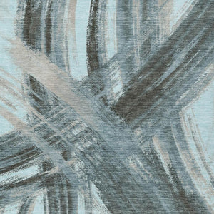 HomeRoots 9' X 12' Teal Blue Charcoal Silver Abstract Rug - Washable, Stylish, Durable for Indoor/Outdoor Use! 691390