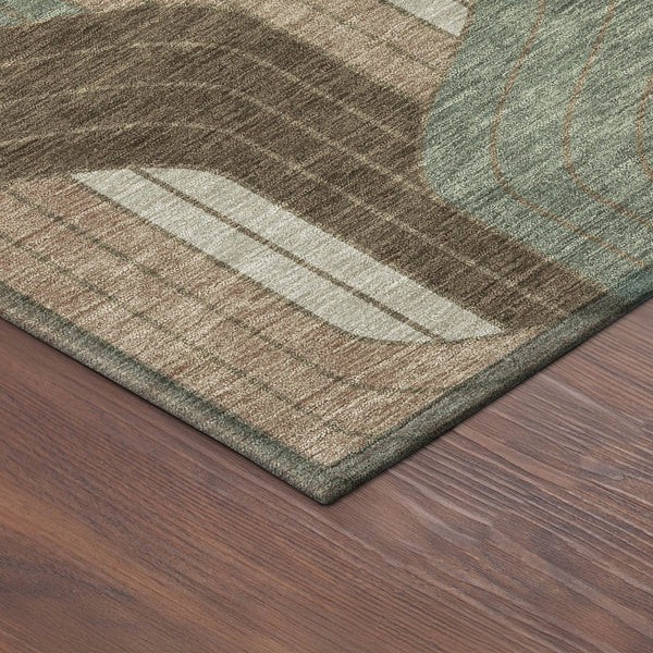 HomeRoots 8' Chocolate Beige and Taupe Round Striped Area Rug - Washable, Durable, Indoor/Outdoor Comfort Solution 691400