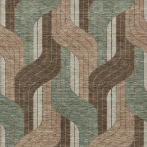 HomeRoots 8' X 10' Durable Chocolate Beige Taupe Striped Washable Area Rug for Indoor & Outdoor Spaces 691401