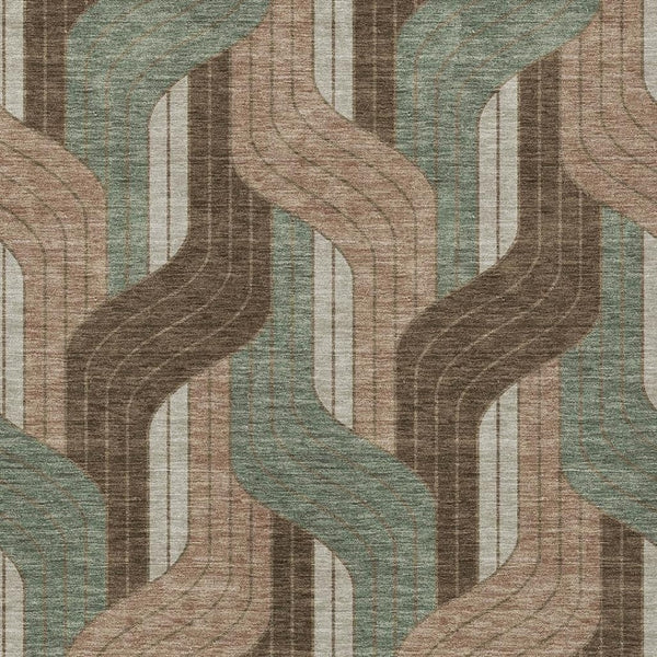 HomeRoots 8' X 10' Durable Chocolate Beige Taupe Striped Washable Area Rug for Indoor & Outdoor Spaces 691401