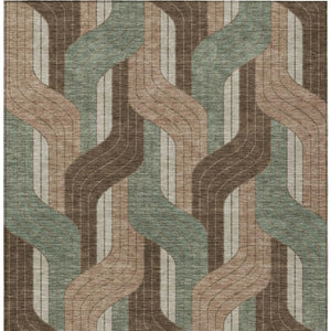HomeRoots 9' Striped Indoor Outdoor Area Rug in Chocolate, Beige & Taupe - Durable, Washable & Versatile Design 691402