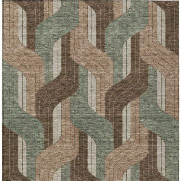 HomeRoots 9' Striped Indoor Outdoor Area Rug in Chocolate, Beige & Taupe - Durable, Washable & Versatile Design 691402