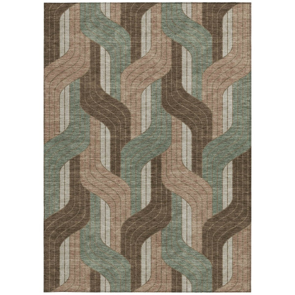 HomeRoots 9' Striped Indoor Outdoor Area Rug in Chocolate, Beige & Taupe - Durable, Washable & Versatile Design 691402