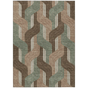 HomeRoots 9' Striped Indoor Outdoor Area Rug in Chocolate, Beige & Taupe - Durable, Washable & Versatile Design 691402