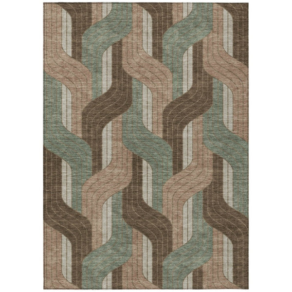 HomeRoots 9' Striped Indoor Outdoor Area Rug in Chocolate, Beige & Taupe - Durable, Washable & Versatile Design 691402