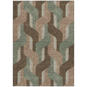 HomeRoots 10' Chocolate Beige and Taupe Striped Washable Area Rug – Durable Indoor/Outdoor Style for Any Space 691403