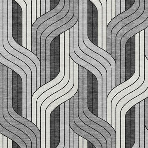 HomeRoots 8' X 10' Stylish Ivory Gray Black Striped Washable Area Rug - Durable, Easy Care for Indoor & Outdoor Use 691413