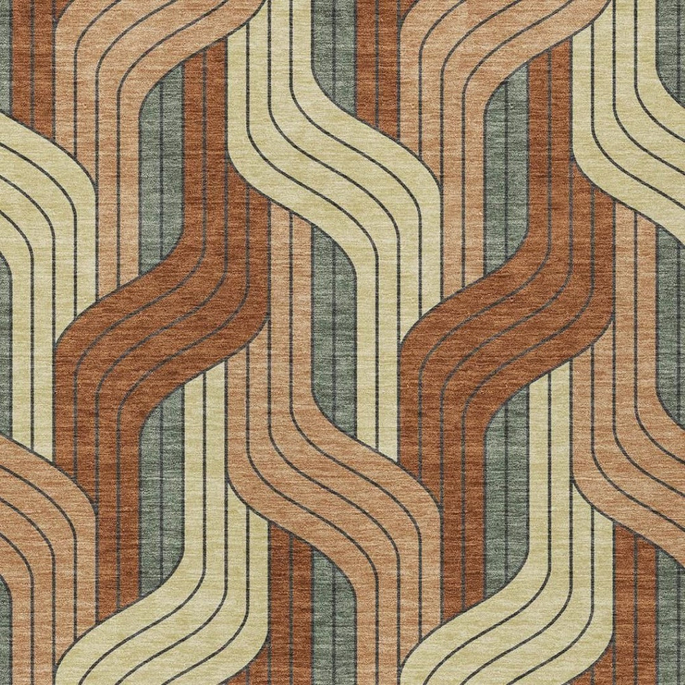 HomeRoots 9' X 12' Rust Orange Striped Washable Area Rug - Durable, Stylish Design for Indoor & Outdoor Use 691426