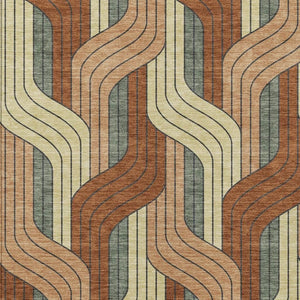 HomeRoots 10' Rust Orange & Wheat Striped Area Rug - Durable, Washable for Indoor/Outdoor Spaces, 10x14 ft 691427