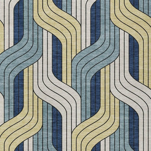 HomeRoots 8' X 10' Teal Blue Striped Washable Area Rug - Durable Indoor/Outdoor Design for Easy Care & Style 691431