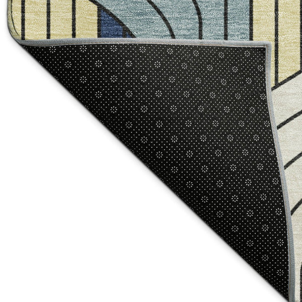 HomeRoots 10' Teal Blue Striped Washable Area Rug - Durable Indoor/Outdoor Floor Covering for High Traffic Areas 691433