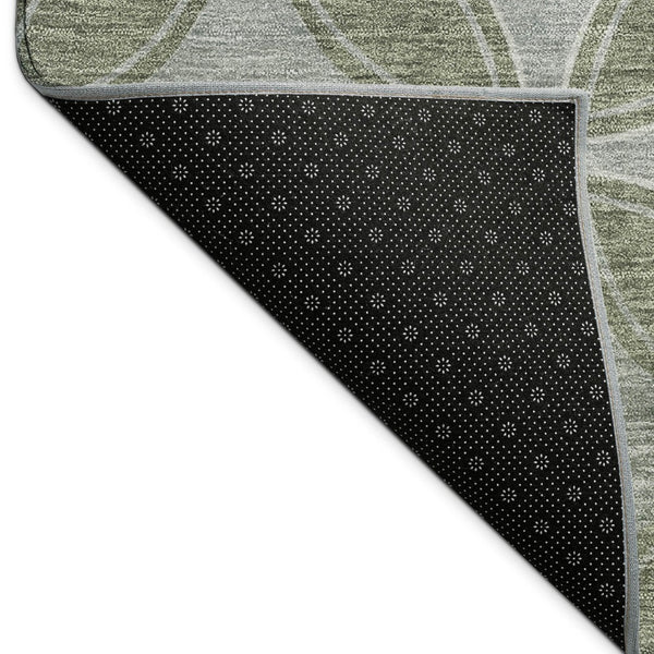 HomeRoots 5' X 8' Artichoke Green Geometric Area Rug - Washable, Stain-Resistant for Indoor & Outdoor Use! 691435