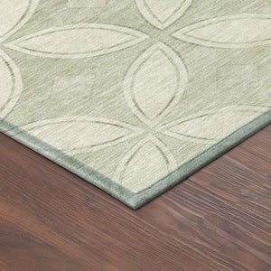 HomeRoots 8' Round Geometric Washable Area Rug in Beige, Ivory & Sage - Perfect for Indoor & Outdoor Spaces! 691442