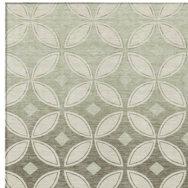 HomeRoots 8' X 10' Washable Beige, Ivory & Sage Geometric Area Rug for Indoor & Outdoor Spaces, Easy Care! 691443