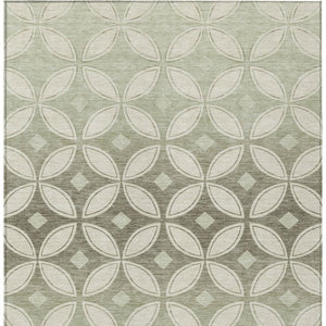 HomeRoots 9' X 12' Washable Beige, Ivory & Sage Geometric Area Rug for Indoor/Outdoor High-Traffic Spaces 691444