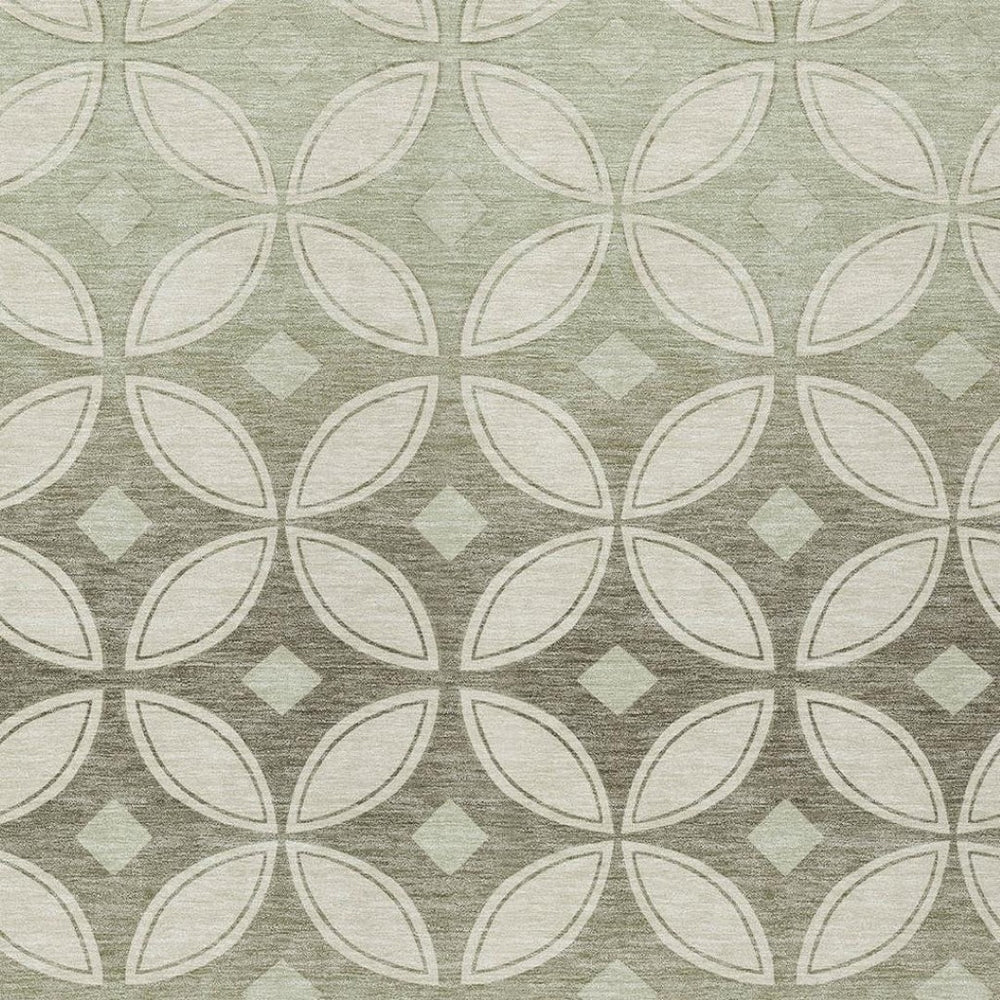 HomeRoots 10' Geometric Washable Area Rug in Beige, Ivory & Sage - Durable Decor for Indoor & Outdoor Spaces 691445