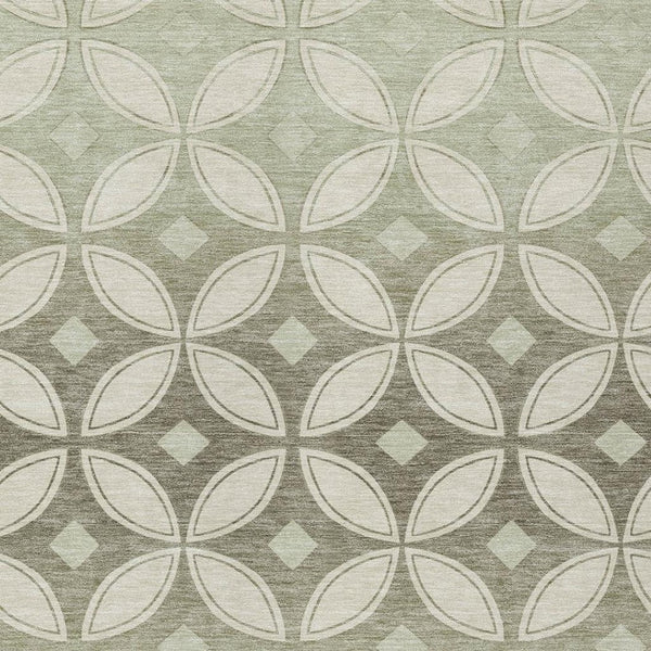 HomeRoots 10' Geometric Washable Area Rug in Beige, Ivory & Sage - Durable Decor for Indoor & Outdoor Spaces 691445