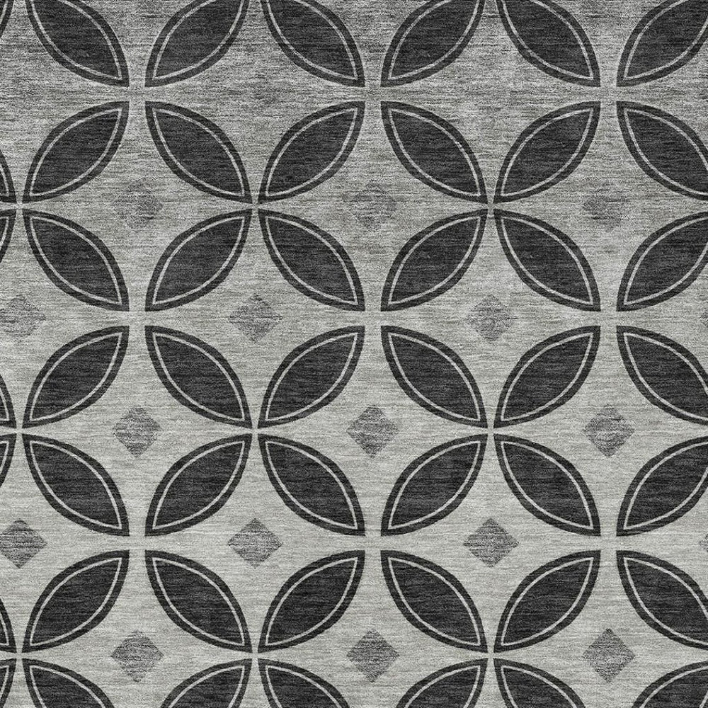HomeRoots 5' X 8' Black And Ivory Geometric Washable Area Rug – Durable, Stylish, Perfect for Indoor & Outdoor Use 691447
