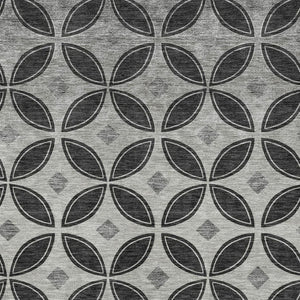HomeRoots 5' X 8' Black And Ivory Geometric Washable Area Rug – Durable, Stylish, Perfect for Indoor & Outdoor Use 691447