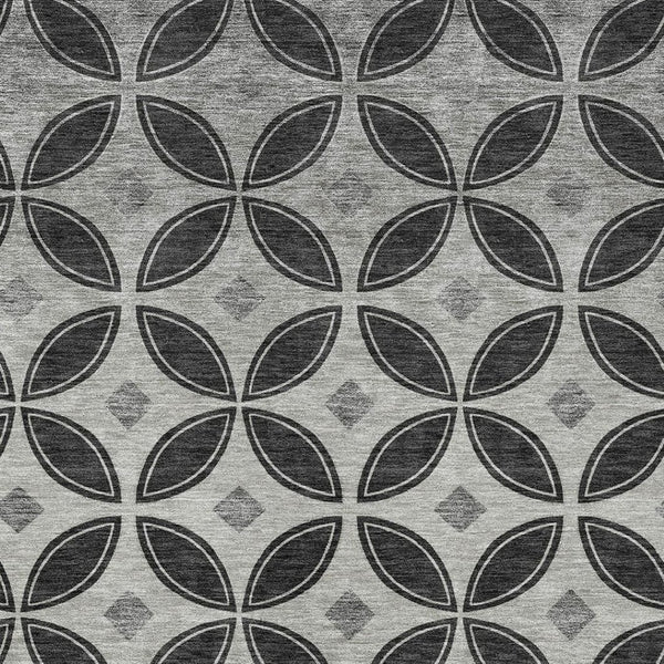 HomeRoots 5' X 8' Black And Ivory Geometric Washable Area Rug – Durable, Stylish, Perfect for Indoor & Outdoor Use 691447