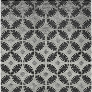 HomeRoots 5' X 8' Black And Ivory Geometric Washable Area Rug – Durable, Stylish, Perfect for Indoor & Outdoor Use 691447