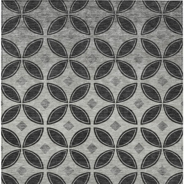 HomeRoots 5' X 8' Black And Ivory Geometric Washable Area Rug – Durable, Stylish, Perfect for Indoor & Outdoor Use 691447