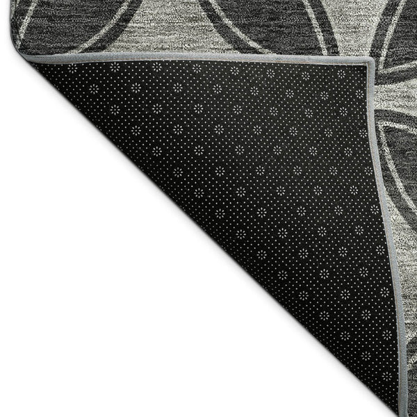 HomeRoots 5' X 8' Black And Ivory Geometric Washable Area Rug – Durable, Stylish, Perfect for Indoor & Outdoor Use 691447